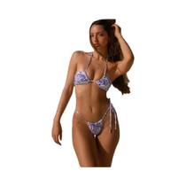 Biquini Feminino Sexy Halter com Estampa - Conjunto 2 Peças para Praia