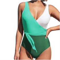 Biquíni feminino sólido push-up acolchoado Swimwear Beachwear Maiô de uma peça