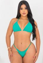 Biquíni Feminino Texturizado Cortininha Com Bojo Calcinha Fita Lateral e Fio Dental