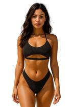 Biquíni Feminino Top Aviador Lurex Sem Bojo Calcinha Fio Dental Asa delta