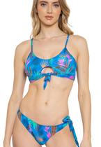 Biquíni Feminino Top Laço Feminino Calcinha Fio Dental Amarra Lateral