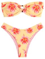 Biquíni feminino ZAFUL Bandeau O Ring sem alças de corte alto Biquíni feminino ZAFUL Bandeau O Ring sem alças de corte alto