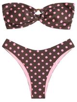 Biquíni feminino ZAFUL Bandeau O Ring sem alças rosa de corte alto
