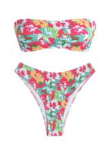 Biquíni feminino ZAFUL, sem alças, canelado, de corte alto, 2 peças Biquíni feminino ZAFUL, sem alças, canelado, de corte alto, 2 peças