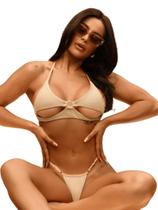 Biquini Fio Dental Bruna com Brilho Metalico Estilo e Segurança Moda Praia e Piscina Biquini Fio Dental Bruna com Brilho Metalico Estilo e Segurança Moda Praia e Piscina