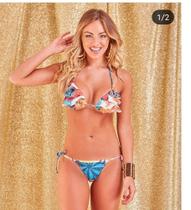 Biquini fio dental e top com detalhes de babado da sol e agua Biquini fio dental e top com detalhes de babado da sol e agua