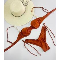 Biquíni Fio Duplo com Bojo Removível e Búzios Moda Praia Verão Feminino P M G GG