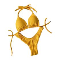 Biquíni fio duplo e cortininha amarelo Biquíni fio duplo e cortininha amarelo