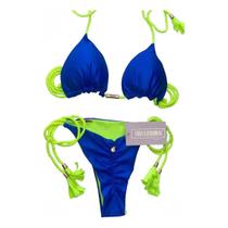 Biquíni Fiorella Reversível Azul Bic/ Amarelo Neon Biquíni Fiorella Reversível Azul Bic/ Amarelo Neon