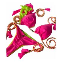 Biquíni Fiorella Reversível Rosa Neon Amarelo Neon