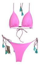 Biquíni Fiorella Reversível Trança Rosa Candy/ Verde Agua
