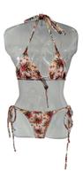Biquini floral - conjunto - cortininha e lacinho
