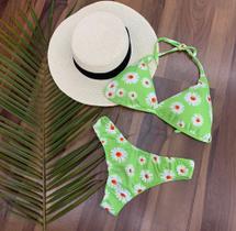 Biquini florido verde tamanho p m g