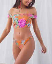 biquíni flowers com top de manguinha -TAMANHO M