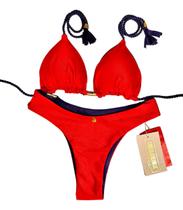 Biquíni Forella Camélia Reversível Vermelho Cirre/ Azul