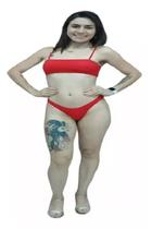 Biquíni França Top Texturizado Vermelho Toque Suave UV 50+