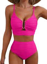 Biquíni Herseas 2 Peças Cintura Alta Push Up Rosa Biquíni Herseas 2 Peças Cintura Alta Push Up Rosa