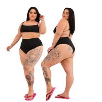 Biquíni Hot Paint Plus Size Premium Sem Bojo Cor Preta G1 Moda Curve Veste 46 ao 48