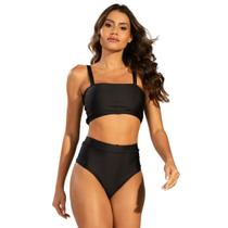 Biquíni Hot Pant Básico Vekyo Top Faixa Cintura Alta Confortavel Moda Praia Feminina