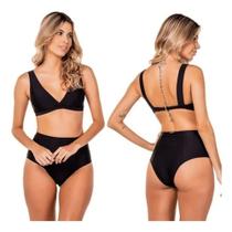 Biquíni Hot Pant Cintura Alta Compress Preto Asa Delta