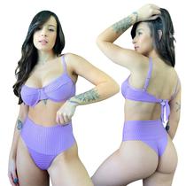 Biquíni Hot Pants Faixa Meia Taça Retrô Com Bojo Canelado Mônaco Lilás / Roxo Biquíni Hot Pants Faixa Meia Taça Retrô Com Bojo Canelado Mônaco Lilás / Roxo