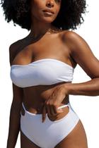 BIQUINI HOT PANTS VAZADO sem alça, BRANCO, PRETO