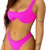 Biquíni hotpants malha canelado com bojo