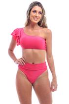 Biquini Hotpants Top um Ombro Só Pink Flower