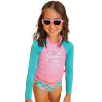 Biquíni Infantil 3 Peças Blusa Longa Proteção Uv50+ Infanti Biquíni Infantil 3 Peças Blusa Longa Proteção Uv50+ Infanti