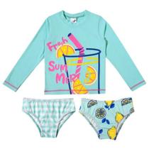 Biquini Infantil 3 Peças Com Filtro Solar Uv50 Tip Top Conjunto Praia Cropped Blusa 2 Calcinhas Bk70