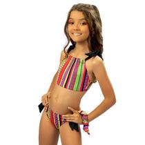 Biquíni Infantil Amarração Lisa Étnica Love Cecí Moda Praia