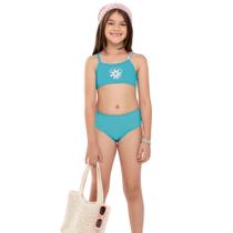 Biquini Infantil BGR Malha Splash Estampa Flor UV50+ Azul