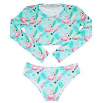 Biquini Infantil + Blusa Cropped Proteção Solar Uv50 Flaming Biquini Infantil + Blusa Cropped Proteção Solar Uv50 Flaming