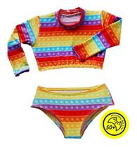 Biquini Infantil + Blusa Cropped Proteção Solar Uv50 Pop It - anjo da mamãe