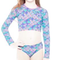 Biquini Infantil + Blusa Cropped Proteção Solar Uv50 Sereia Biquini Infantil + Blusa Cropped Proteção Solar Uv50 Sereia