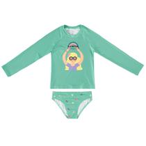 Biquíni Infantil Blusa Manga Longa com Proteção UV Verde e Calcinha Malwee Verão Original Biquíni Infantil Blusa Manga Longa com Proteção UV Verde e Calcinha Malwee Verão Original