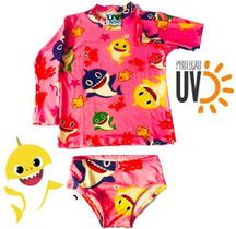 Biquini Infantil + Blusa Proteção Solar Infantil Uv50 Tubarão