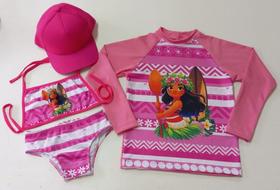 Biquini infantil + Camisa UV + Boné - Proteção Solar UV 50 - Conjunto UV para meninas Moana - Praia Biquini infantil + Camisa UV + Boné - Proteção Solar UV 50 - Conjunto UV para meninas Moana - Praia