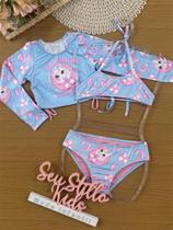 Biquíni Infantil Cinti Verão com Blusa Manga Longa Azul Unicórnio Biquíni Infantil Cinti Verão com Blusa Manga Longa Azul Unicórnio