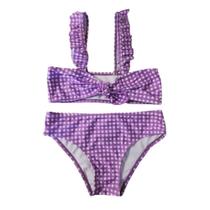 Biquini Infantil com Babado Lilás Xadrez 4 Anos - Basic + Biquini Infantil com Babado Lilás Xadrez 4 Anos - Basic +