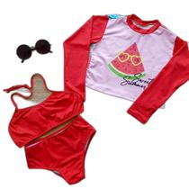 Biquini infantil com blusa de proteção uv50+ mais corpo