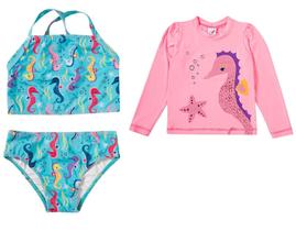 Biquini Infantil Com Blusa Manga Longa De Proteção Solar Menina Kit 3 Peças Tip Top BK91 Biquini Infantil Com Blusa Manga Longa De Proteção Solar Menina Kit 3 Peças Tip Top BK91