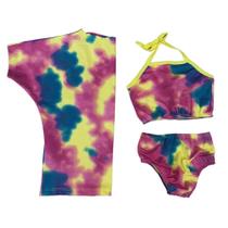 Biquíni Infantil com Kimono para Meninas Blogueirinha Moda Praia Verão Piscina Tie Dye Biquíni Infantil com Kimono para Meninas Blogueirinha Moda Praia Verão Piscina Tie Dye