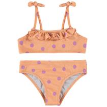 Biquíni Infantil Com Proteção UV50+ Laranja Poá Com Babado - Malwee