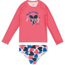 Biquíni Infantil com Proteção UV50+ Rosa Coração - Malwee Biquíni Infantil com Proteção UV50+ Rosa Coração - Malwee