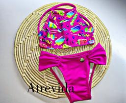 biquini infantil cropped calcinha drapeada rosa biquini infantil cropped calcinha drapeada rosa