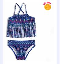 Biquíni Infantil Cropped Com Franjas Proteção Uv50+ Tip Top Biquíni Infantil Cropped Com Franjas Proteção Uv50+ Tip Top