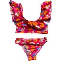 Biquíni Infantil Cropped Manga Curta Estampado Lançamento Biquíni Infantil Cropped Manga Curta Estampado Lançamento