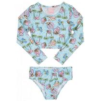 Biquini Infantil Cropped Verão Praia com Proteção UV Azul Piscina Quimby