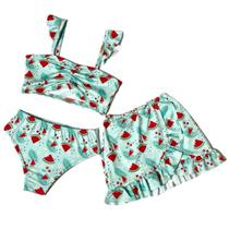 Biquíni infantil de menina modinha lançamento verão 3 peças mini diva fashion Biquíni infantil de menina modinha lançamento verão 3 peças mini diva fashion